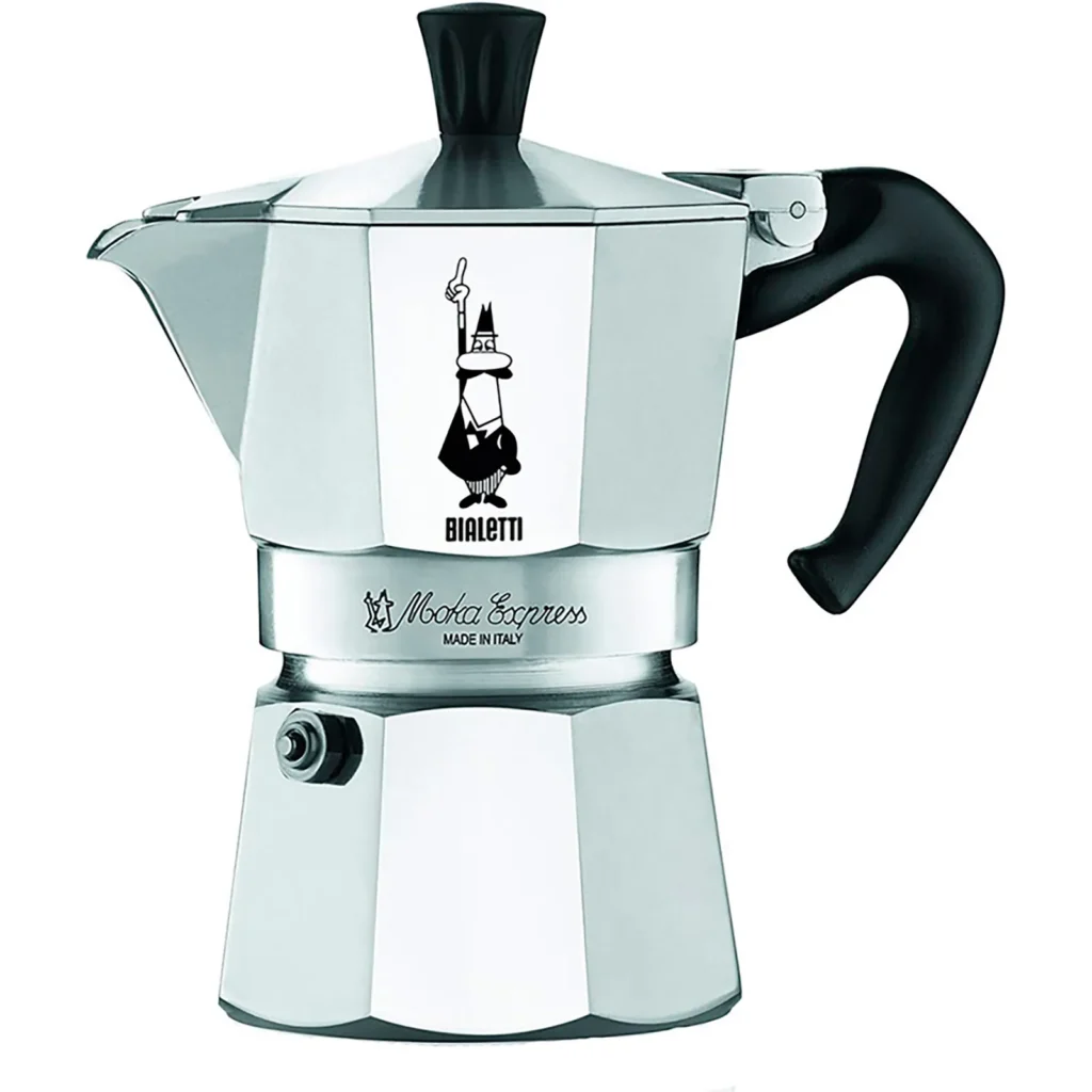 Cafetera Moka Express de Bialetti en acero inoxidable con mango negro