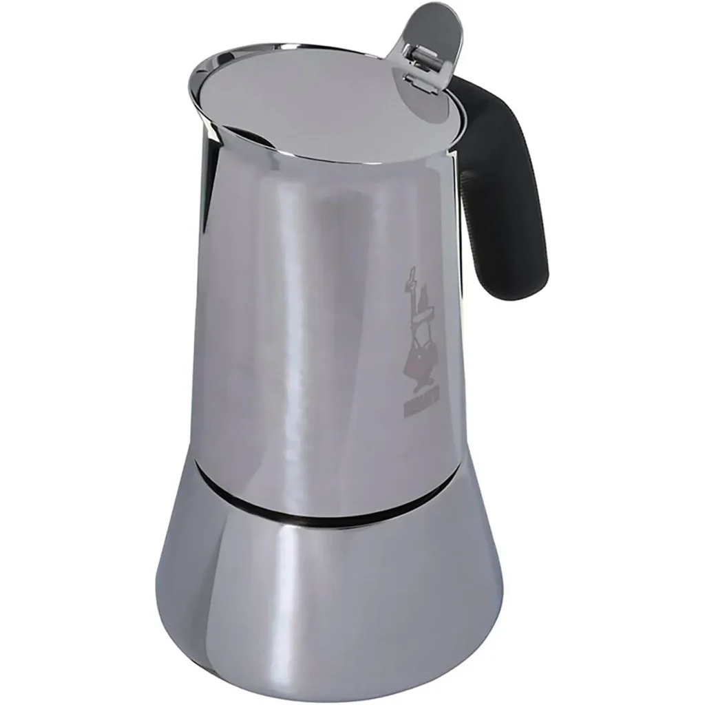 Cafetera italiana Bialetti New Venus de acero inoxidable para 6 tazas con mango negro
