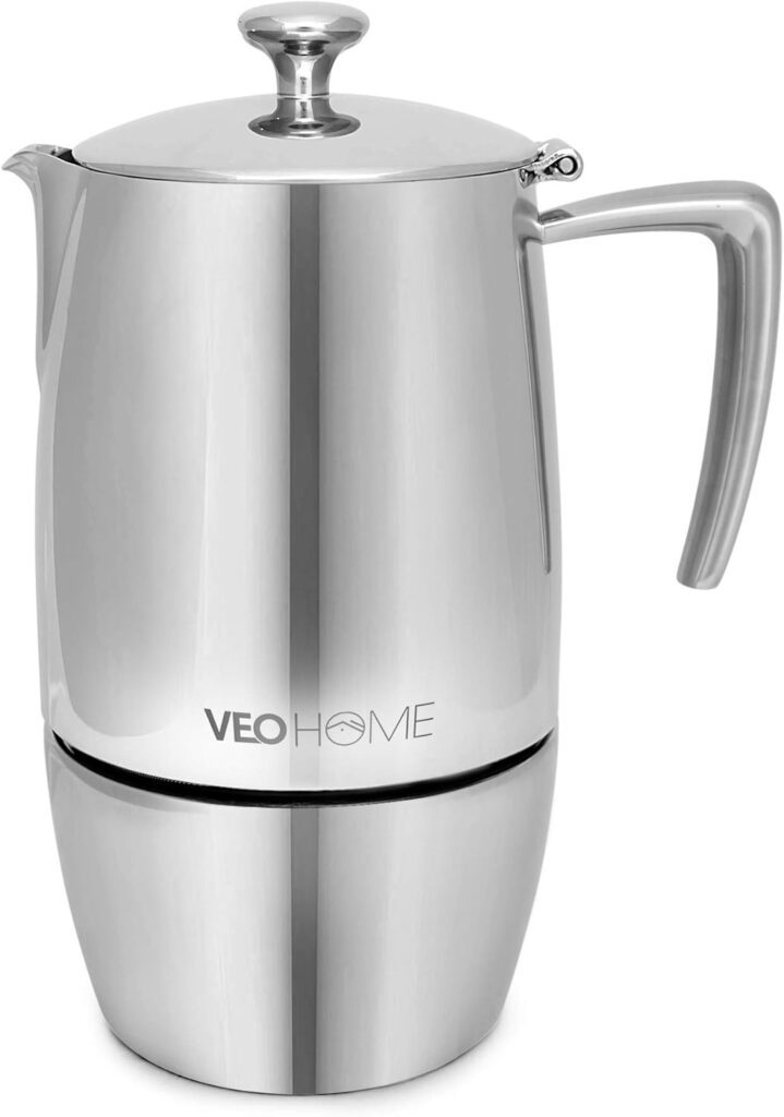VeoHome – Cafetera Italiana de Acero Inoxidable 10 tazas 500 ml
